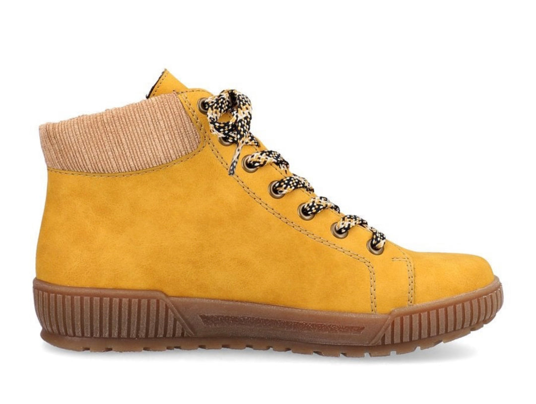 YELLOW LACE UP BOOT WITH ZIP