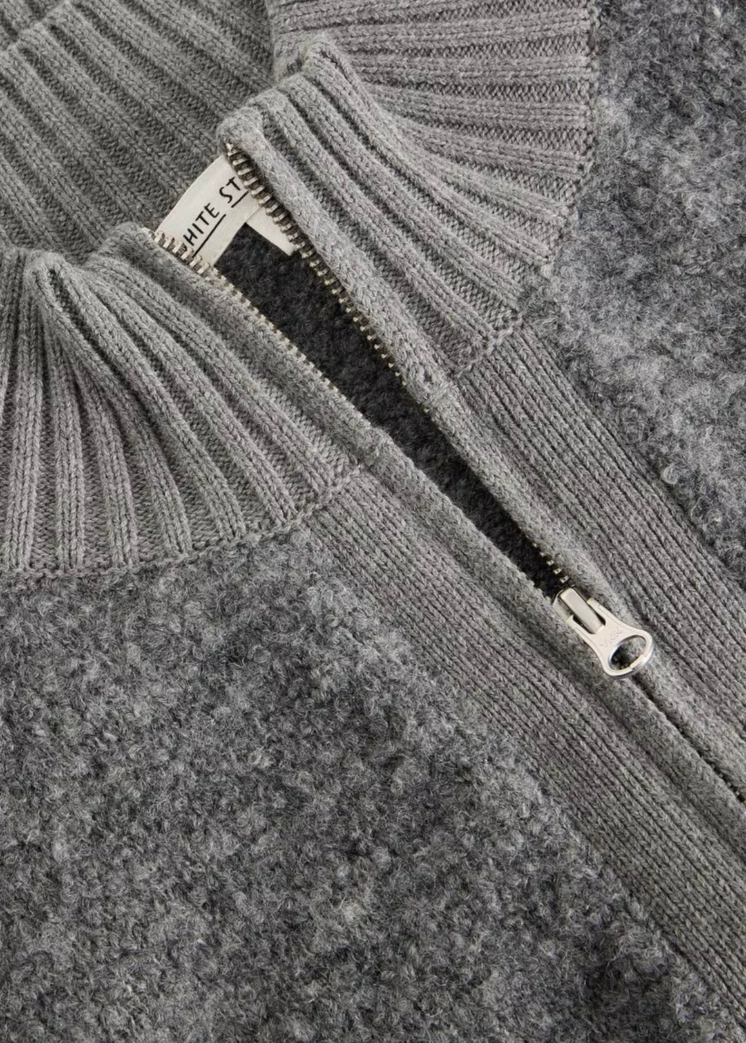 MID GREY BOBBY BOUCLE ZIP CARDIGAN