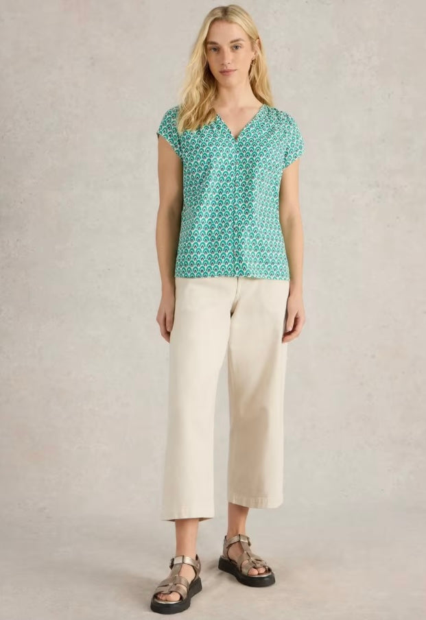 GREEN PRINT RAE ORGANIC COTTON TOP
