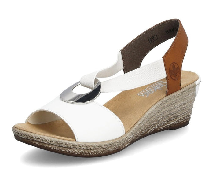 WHITE ELASTICATED WEDGE SANDAL