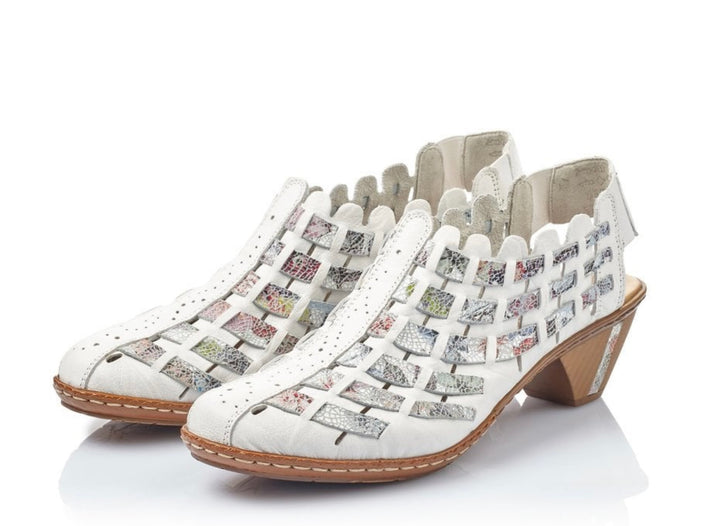 WHITE ELASTICATED WOVEN SHOE