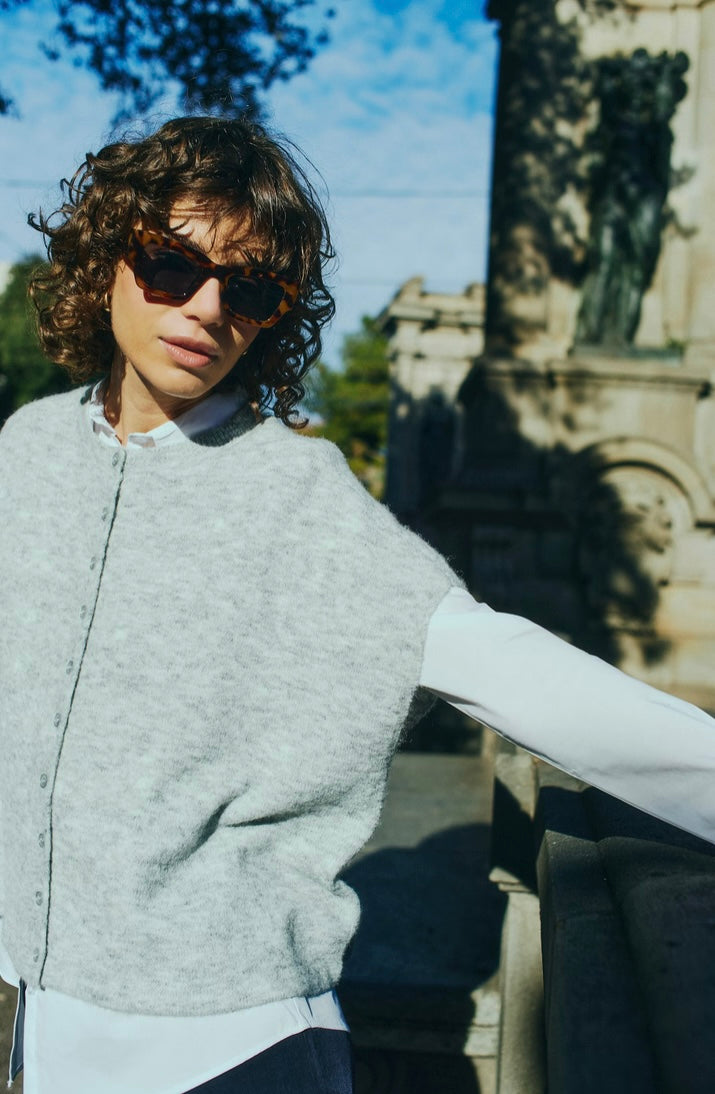 LIGHT GREY MELANGE SANNY CARDIGAN
