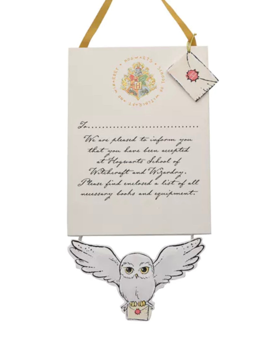 HARRY POTTER CHARMS HOGWARTS LETTER PLAQUE