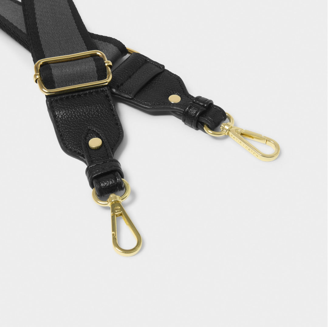 STRIPE CANVAS BAG STRAP IN BLACK