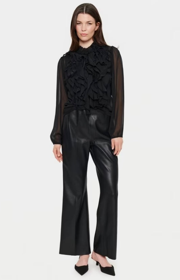 BLACK LILJA CRINKLE LONG SLEEVE SHIRT