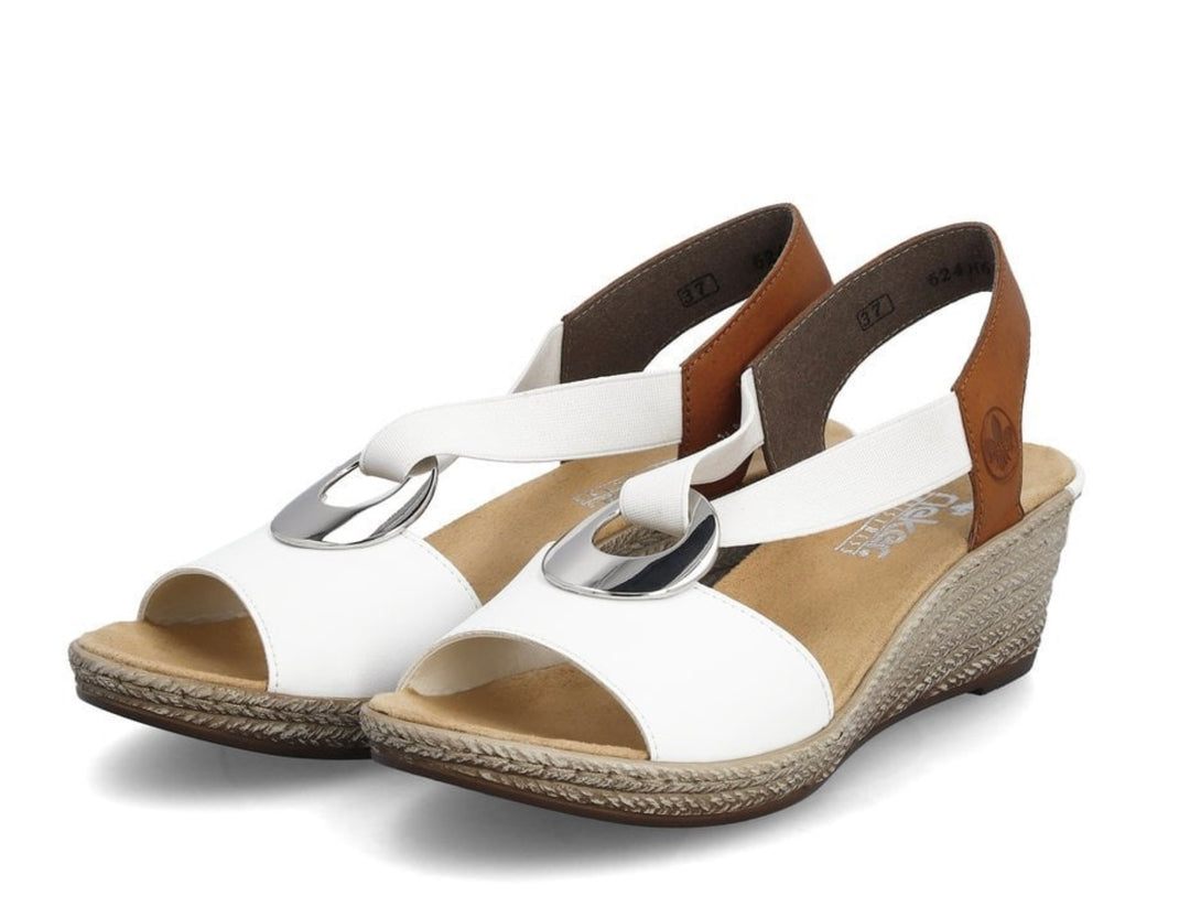 WHITE ELASTICATED WEDGE SANDAL