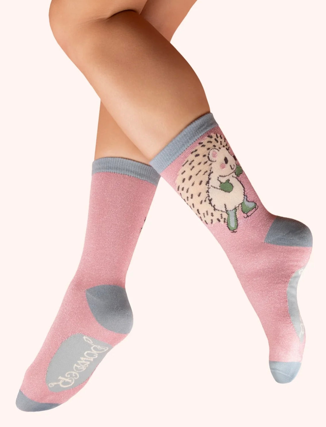 GLITTER ANKLE SOCKS SKATING HEDGEHOG PETAL