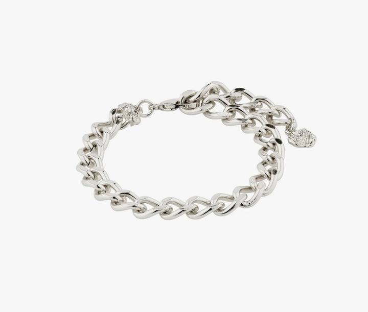 CHARM RECYCLED SILVER PLATED CURB CHAIN BRACELET