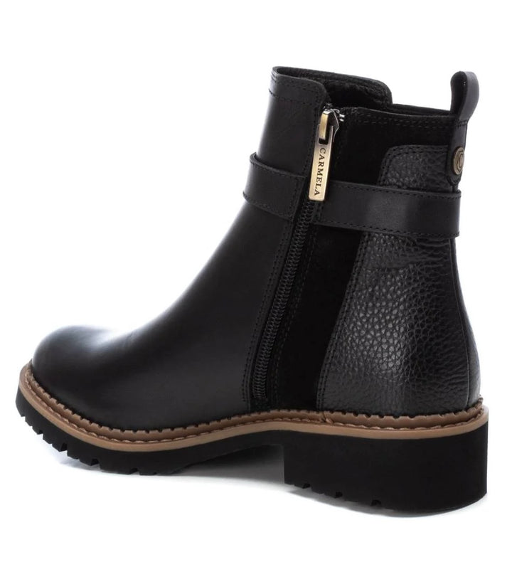 160976 BLACK LEATHER LADIES ANKLE BOOTS