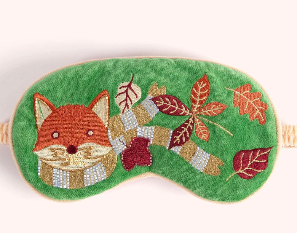 VELVET EYE MASK COSY FOX FERN