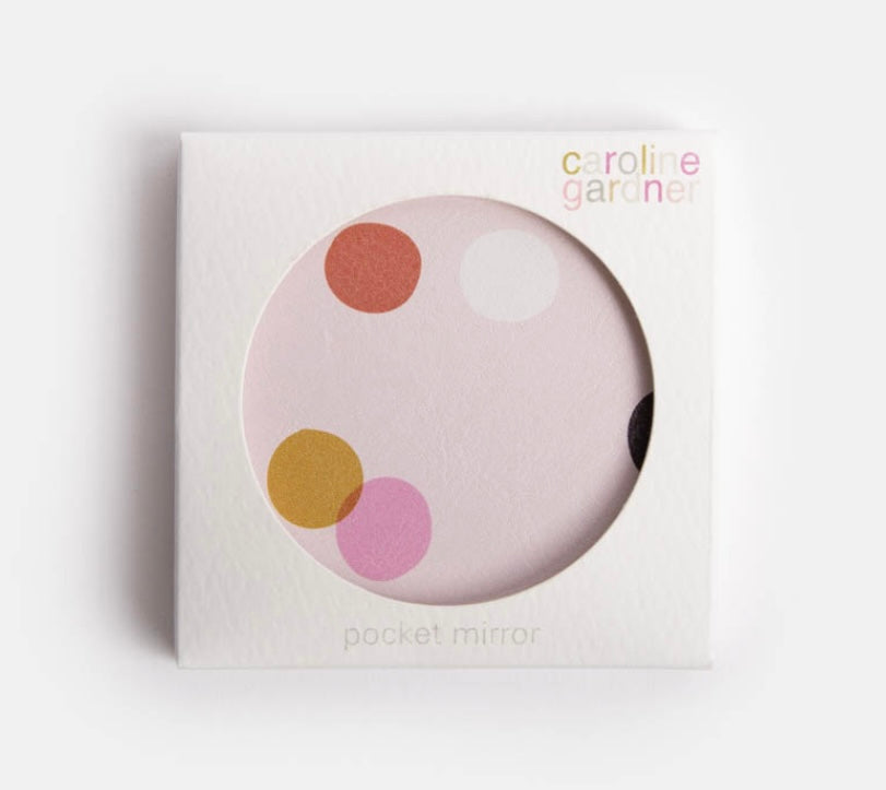 PALE PINK DOTTY ROUND POCKET MIRROR