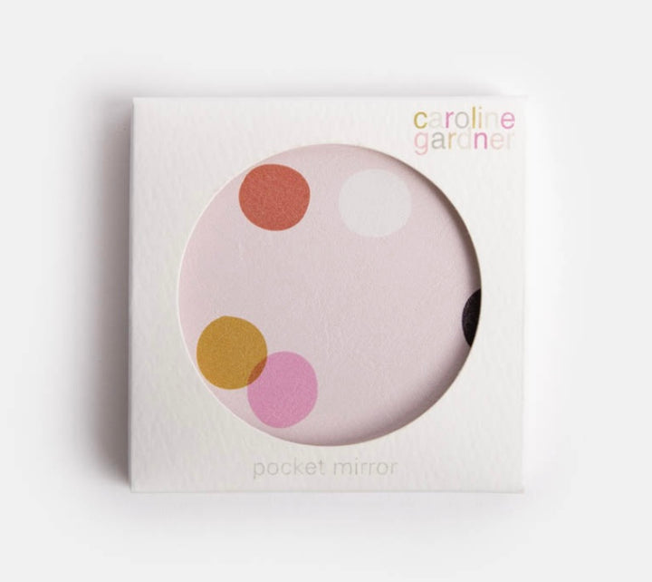 PALE PINK DOTTY ROUND POCKET MIRROR