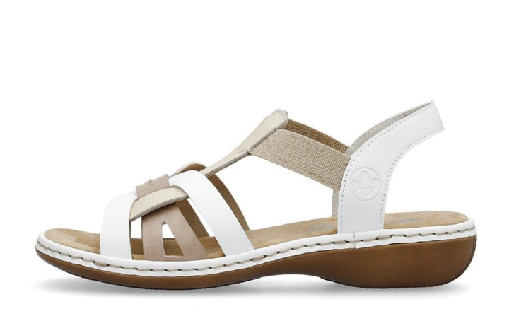 WHITE & BEIGE ELASTICATED SANDAL