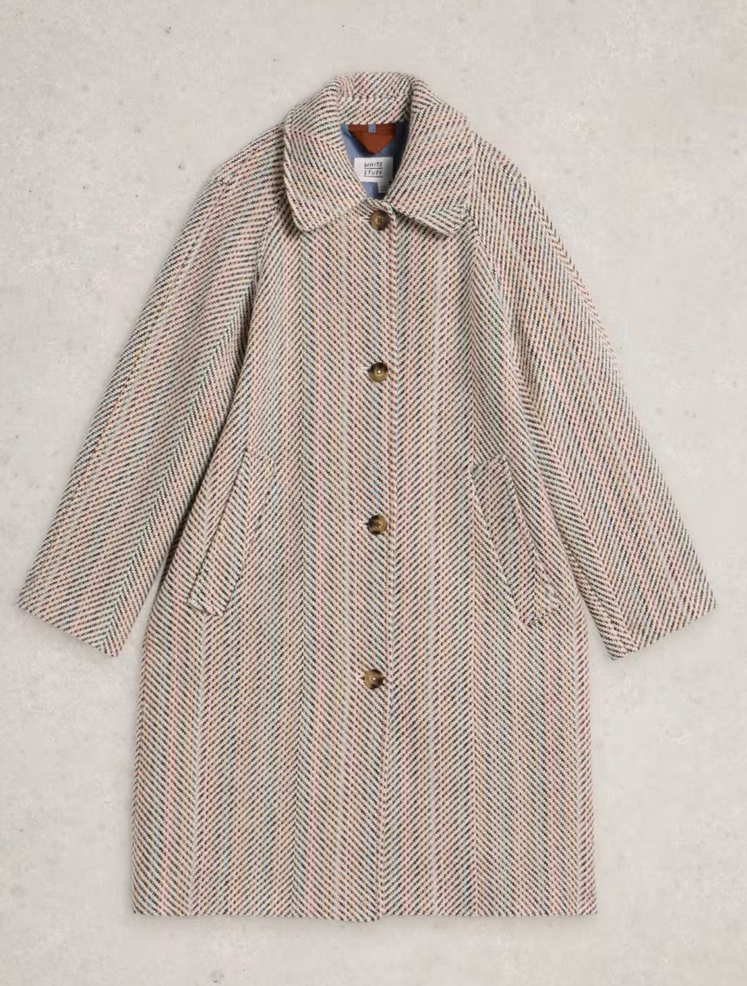 IVORY MULTI KELSEY WOOL BLEND TEXTURED COAT