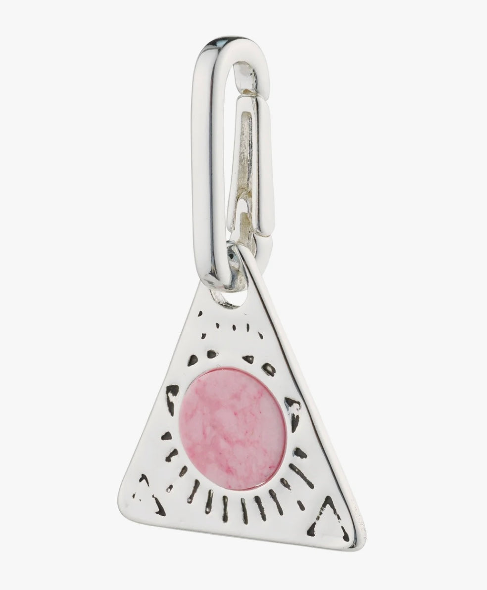 CHARM RECYCLED SILVER PLATED & PINK TRIANGLE PENDANT