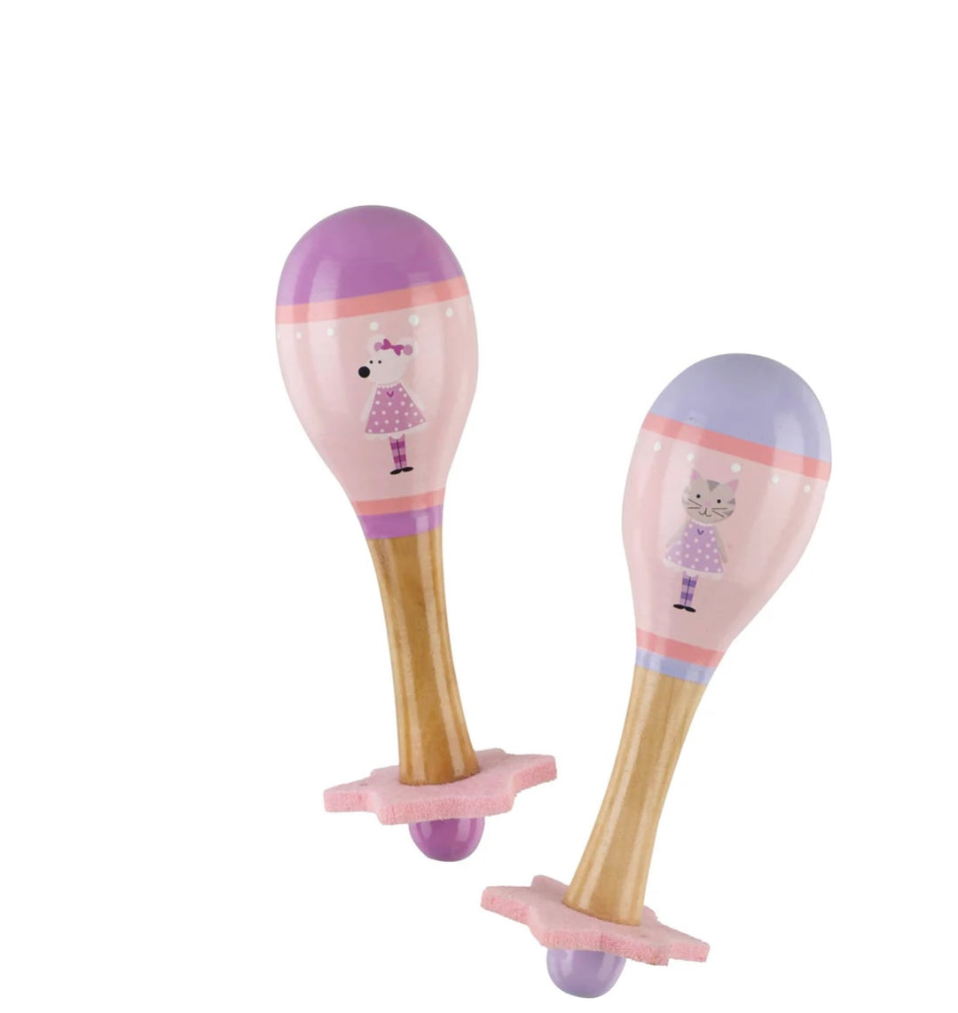 PINK MOUSE & CAT MARACA SET (FSC®)