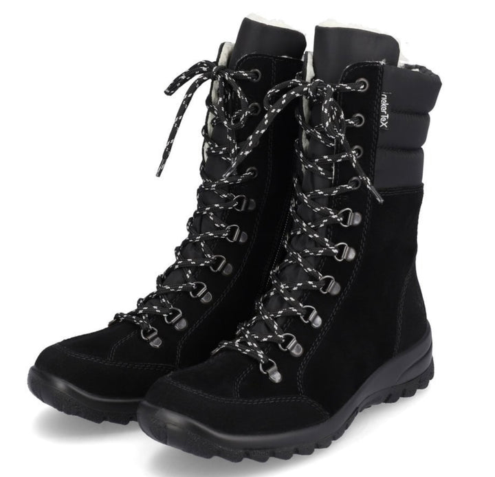 BLACK SUEDE LACE UP BOOT