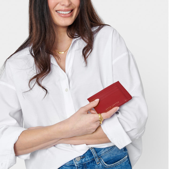 LILY CARD HOLDER IN GARNET RED