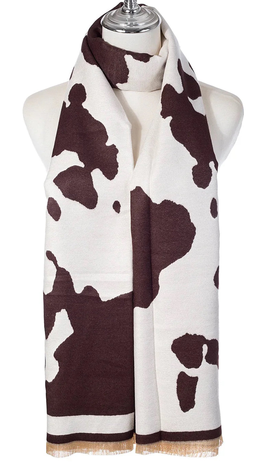 COCCA WITH CREAM COW PRINT SCARF