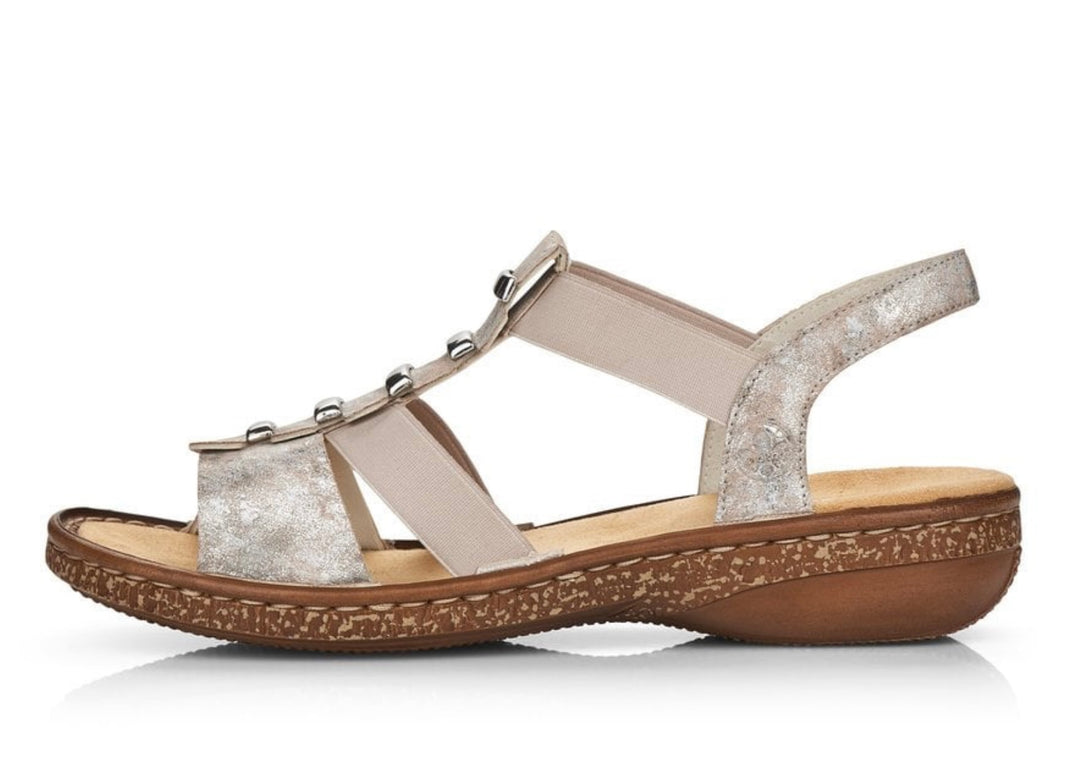 METALLIC DISC ELASTICATED SANDAL