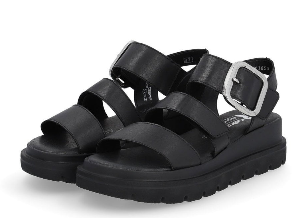 BLACK CHUNKY BLACK VELCRO SANDAL
