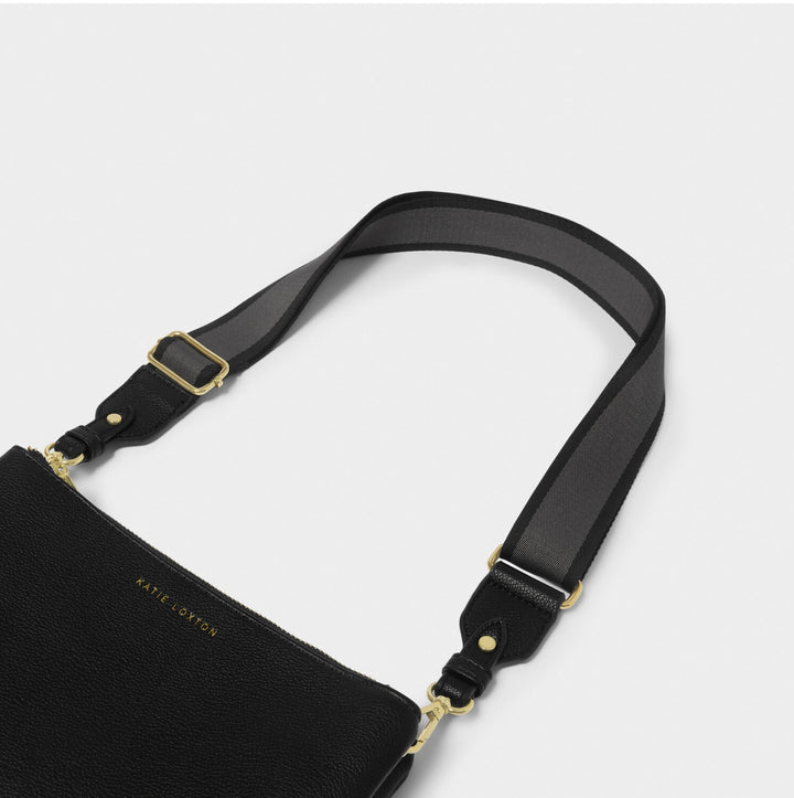 STRIPE CANVAS BAG STRAP IN BLACK