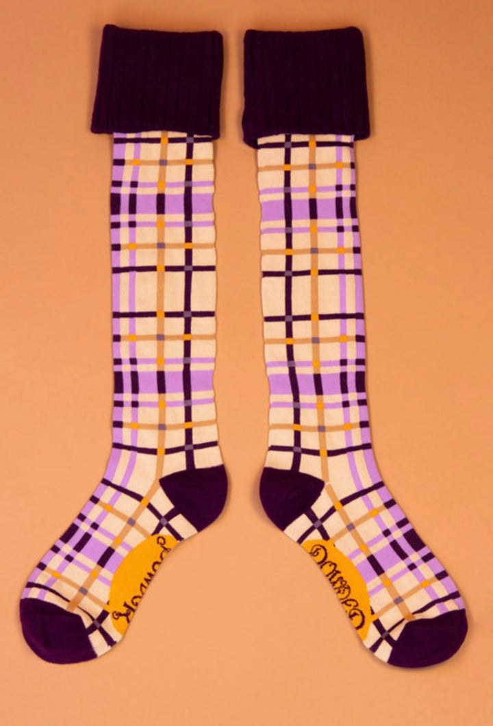 PURPLE CHECK BOOT SOCK