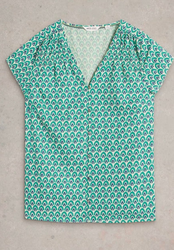 GREEN PRINT RAE ORGANIC COTTON TOP