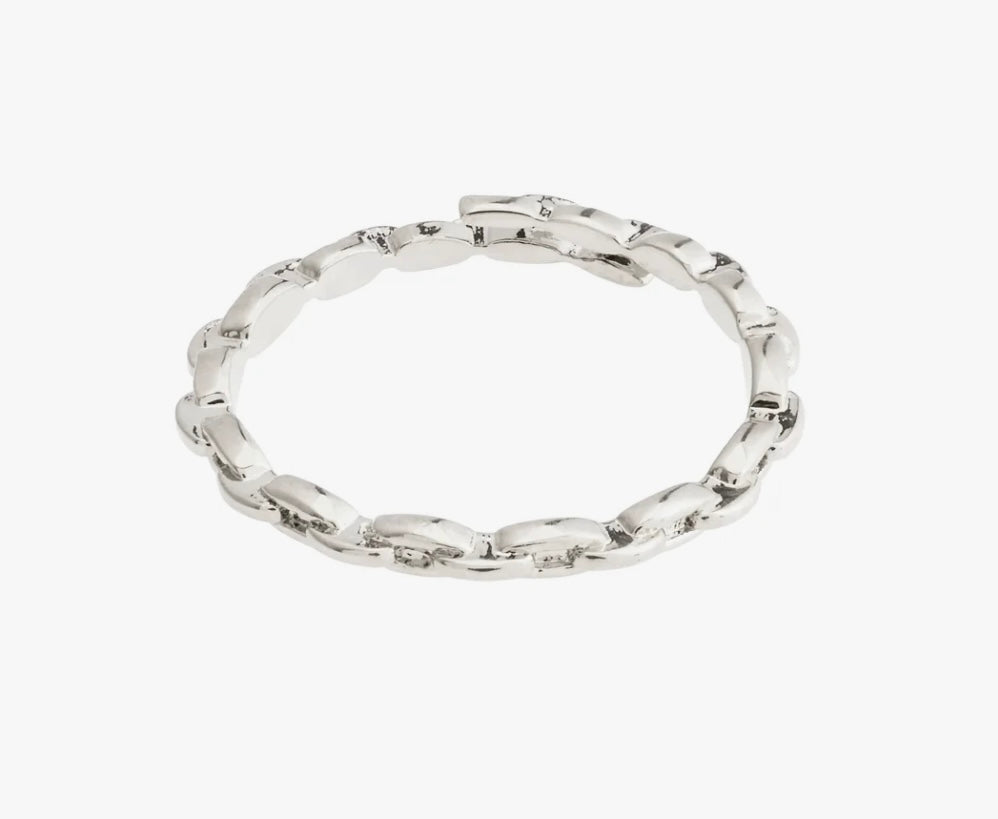 LULU RECYCLED SILVER PLATED CHAIN STACK RING