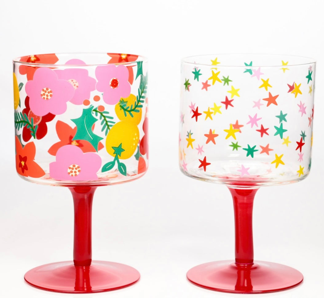 RASPBERRY BLOSSOM SET OF 2 WINE GLASSES