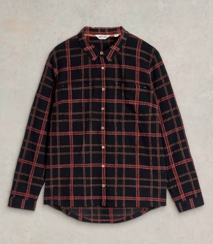 BLACK MULTI SOPHIE ORGANIC COTTON CHECK SHIRT