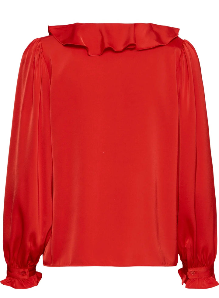 BARBADOS CHERRY FLAIR FRILL BLOUSE