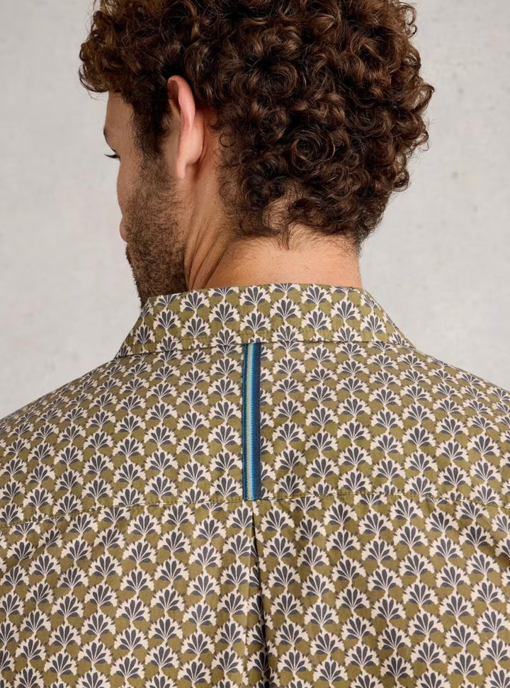 GREEN MULTI PRINT FINSBURY GEO PRINT SHIRT
