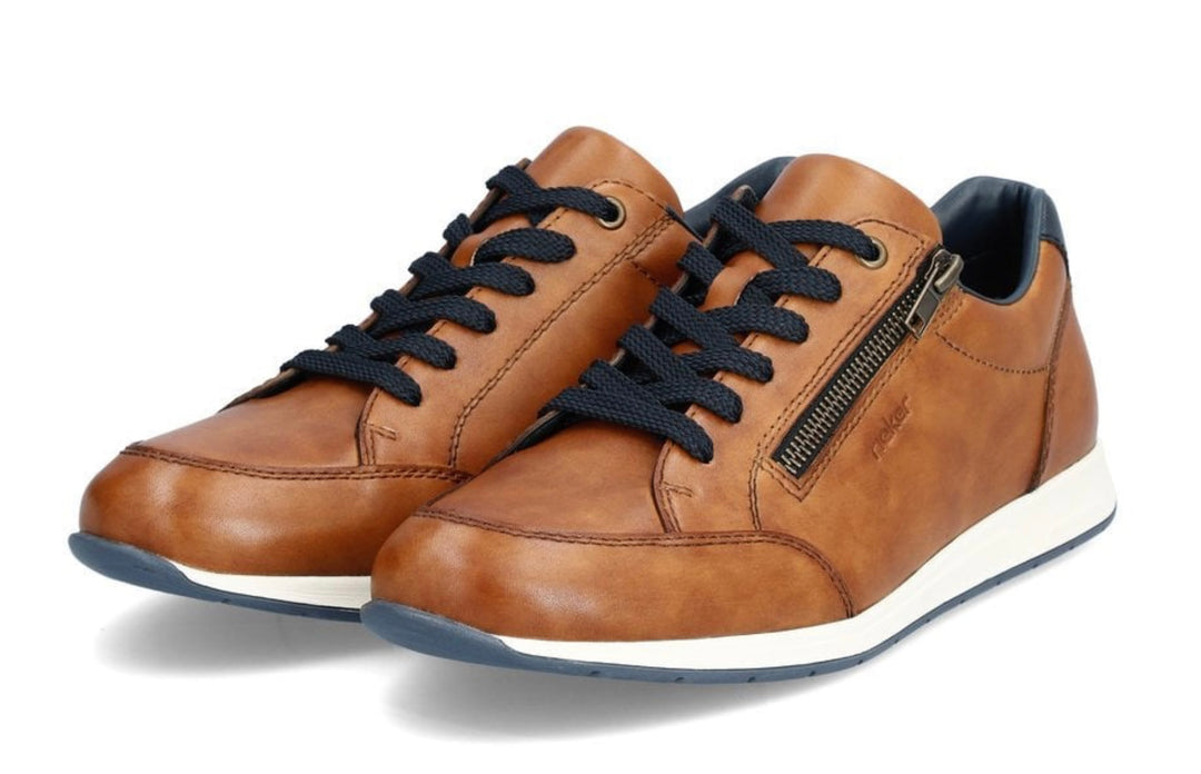 GENTS BROWN ZIP DETAIL TRAINER SHOE