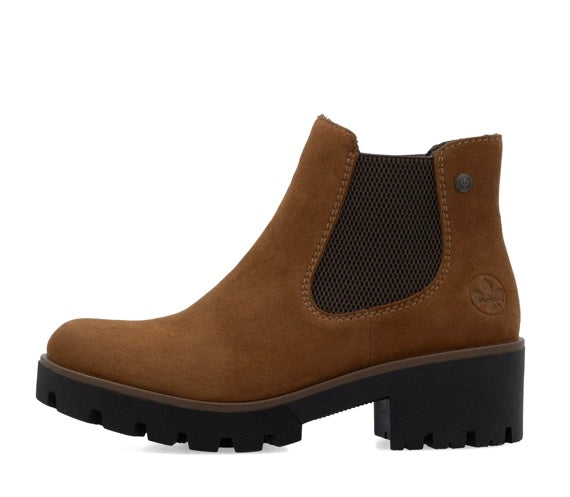 BROWN SUEDE BLOCK HEEL CHELSEA BOOT