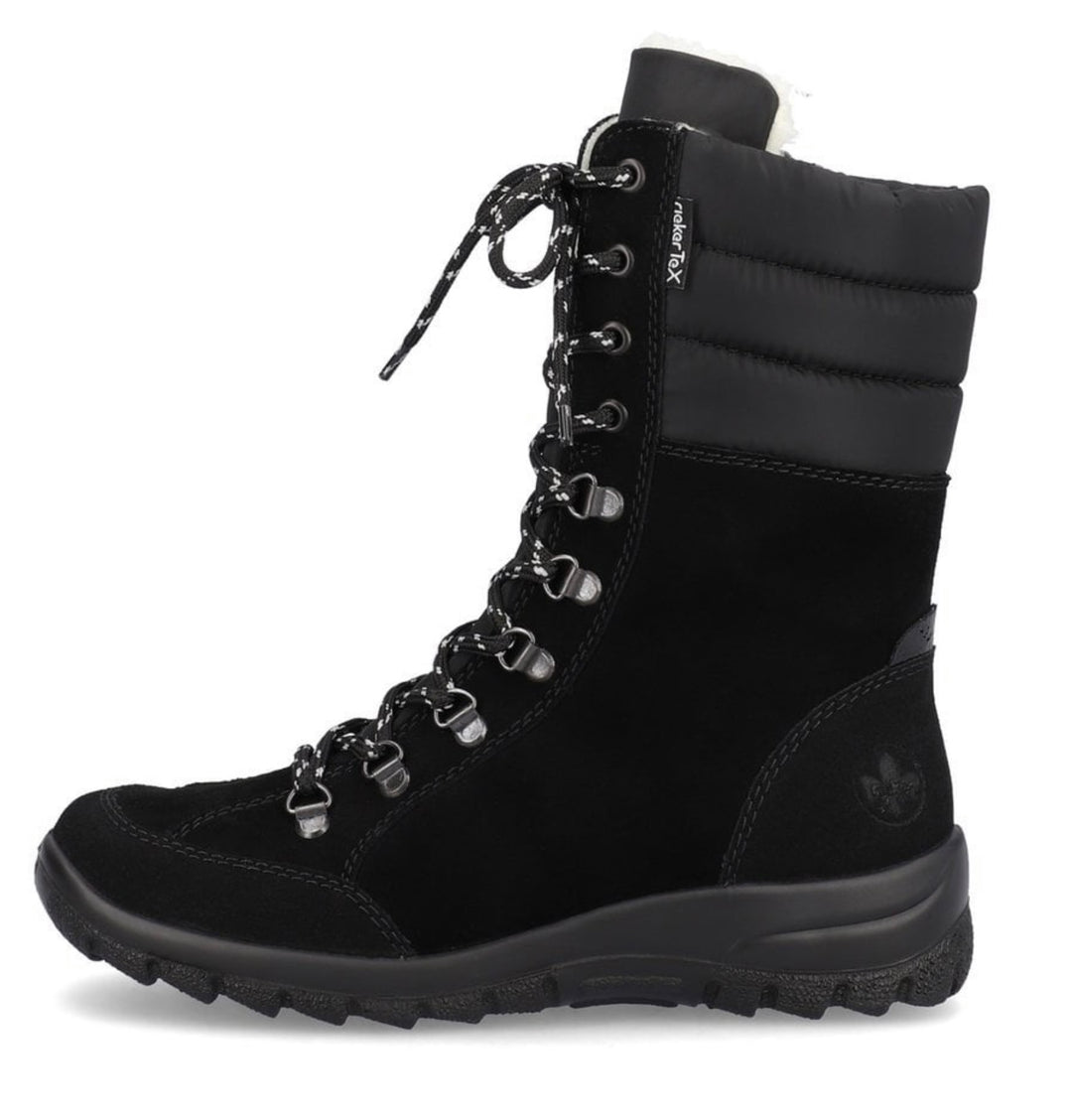 BLACK SUEDE LACE UP BOOT