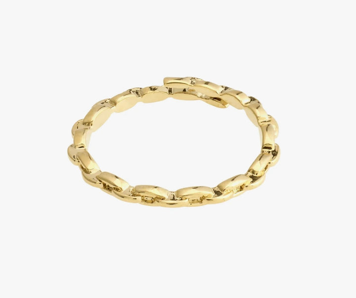 LULU RECYCLED GOLD PLATED CHAIN STACK RING
