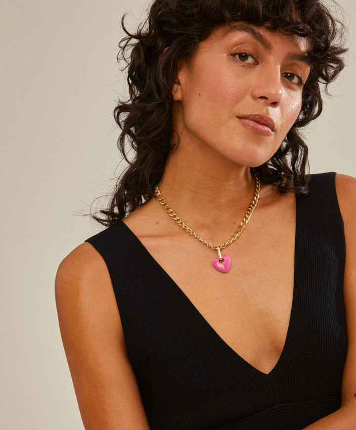 CHARM PINK & GOLD PLATED RECYCLED HEART PENDANT