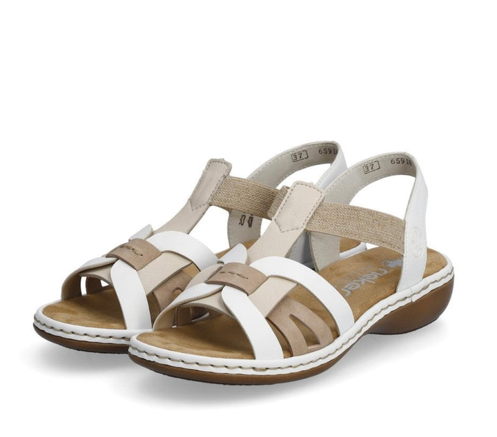 WHITE & BEIGE ELASTICATED SANDAL
