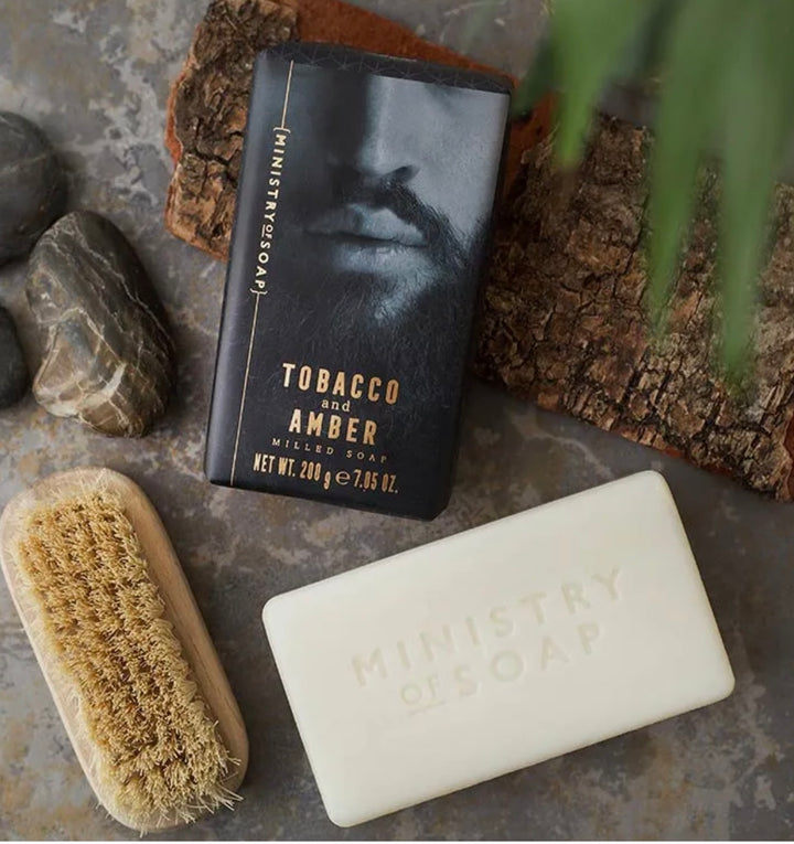 TOBACCO AND AMBER MILLED SOAP