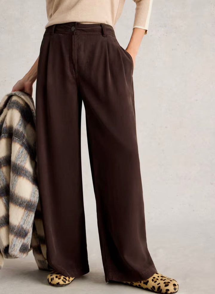 DARK BROWN SASHA WIDE LEG TROUSER