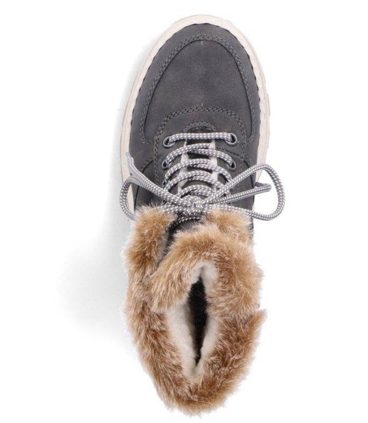 GREY FAUX FUR LINING LACE UP BOOT