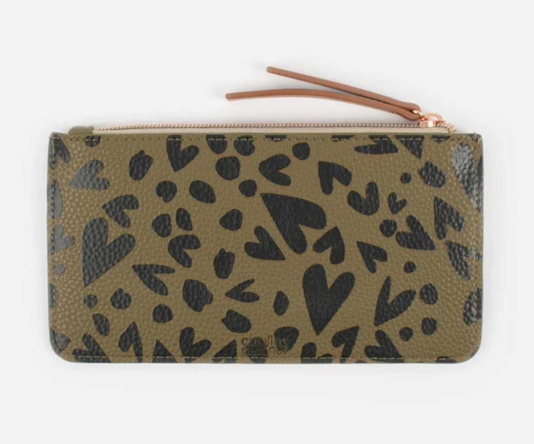 KHAKI & BLACK HEARTS POUCH