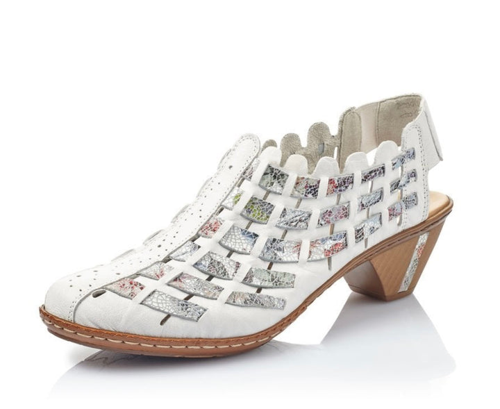 WHITE ELASTICATED WOVEN SHOE