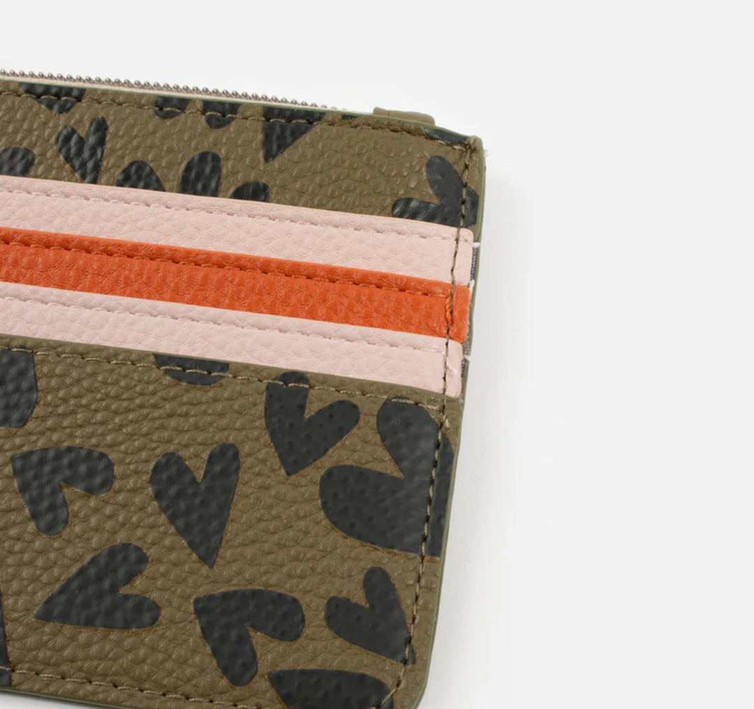 KHAKI & BLACK HEARTS POUCH