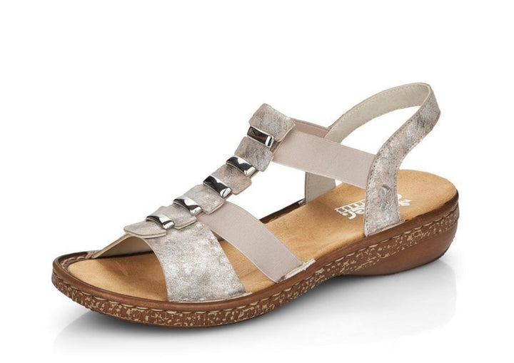 METALLIC DISC ELASTICATED SANDAL