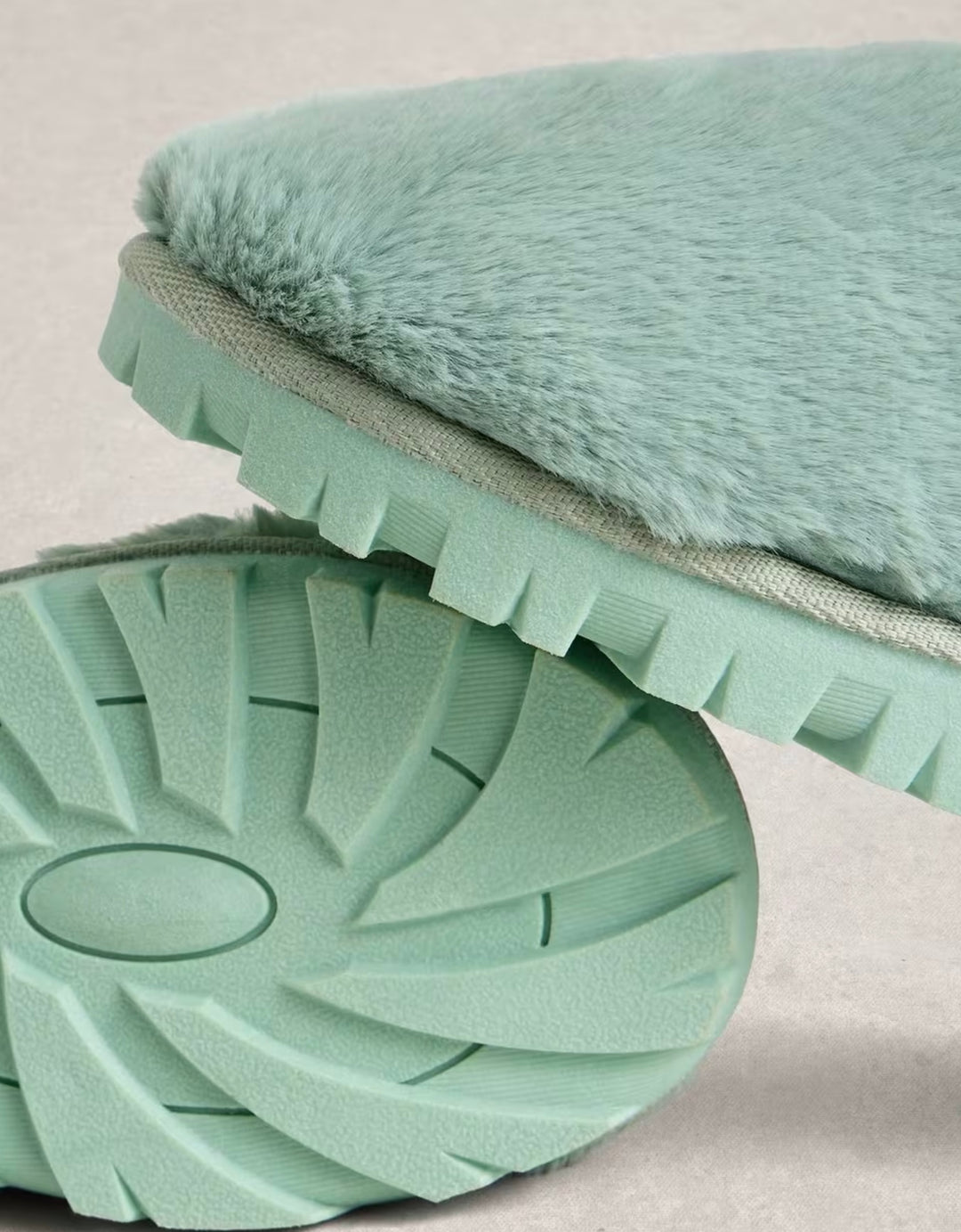 MINT GREEN FAUX FUR SLIPPER MULE