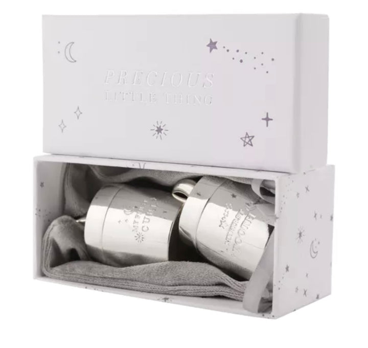 BAMBINO SILVER PLATED TOOTH & CURL STAR AND MOON KEEPSAKE BOXES