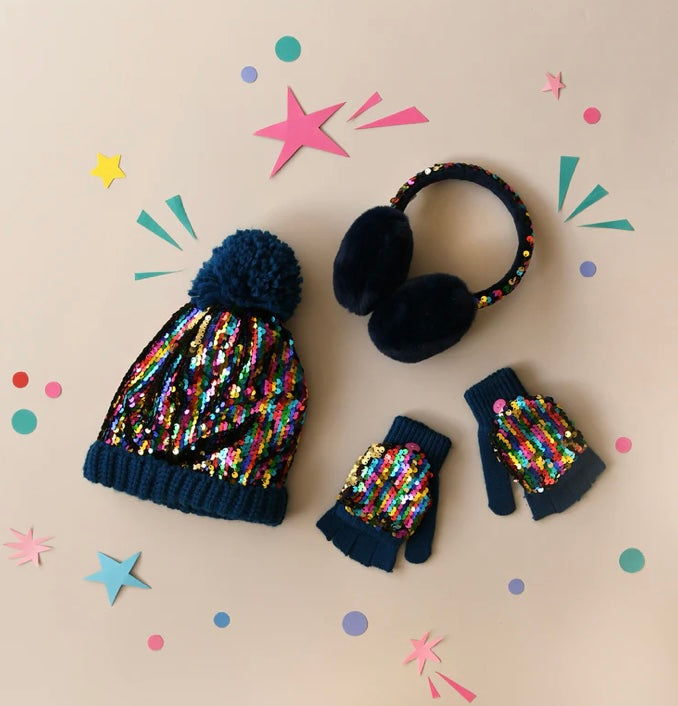 SEQUIN KNITTED GLOVES