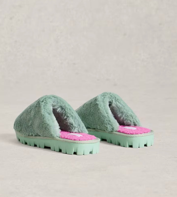 MINT GREEN FAUX FUR SLIPPER MULE